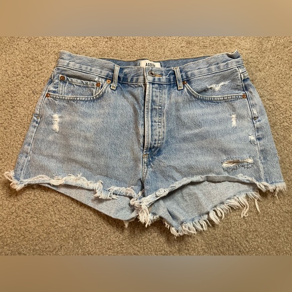 Agolde Parker Cut Off Denim Short Light Wash Size 29 - Picture 5 of 10
